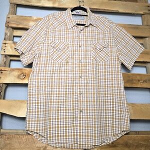Rewire plaid button-down shirt Size:XL Color:Cream/Yellow